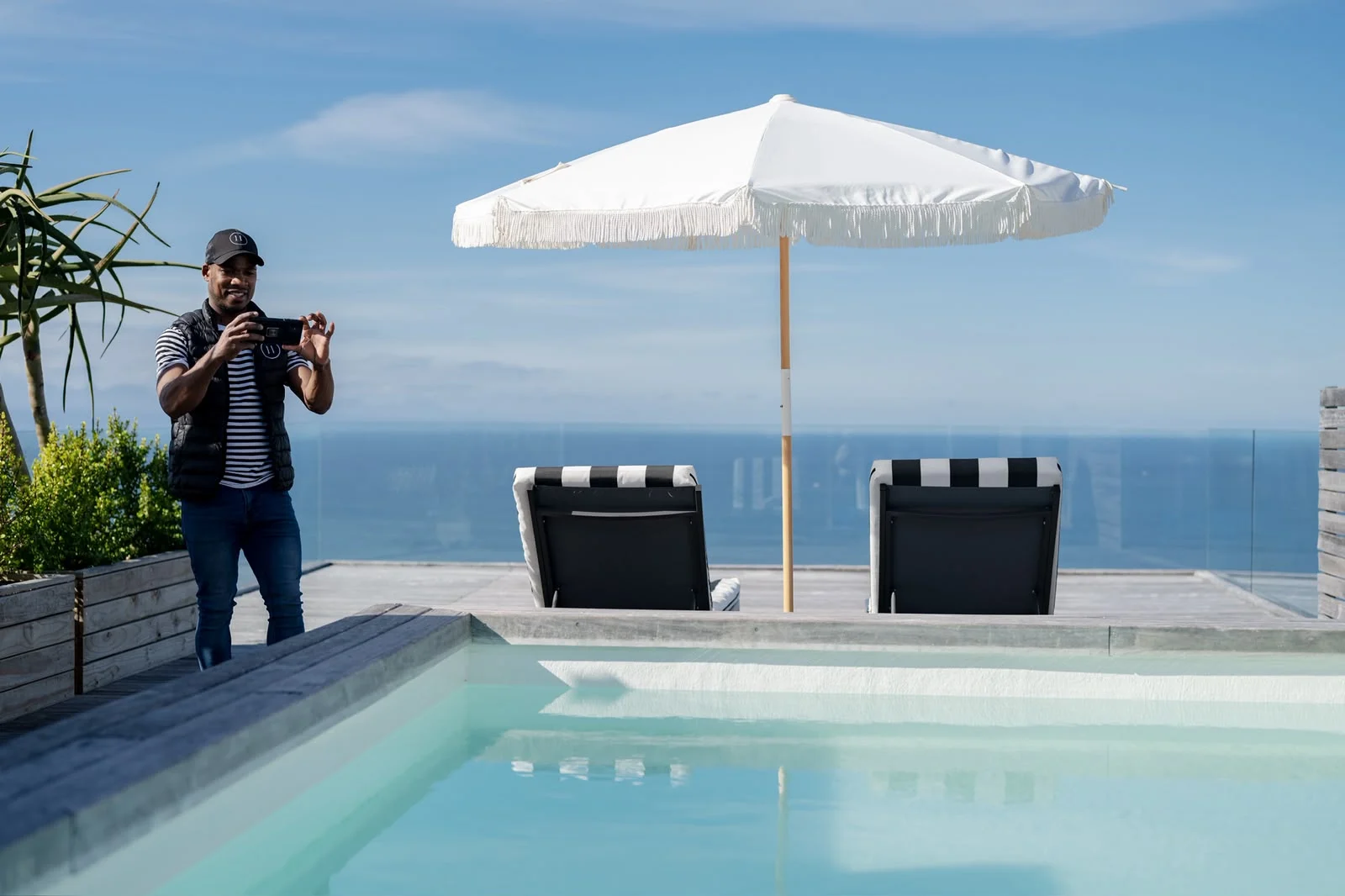 Evans capturing a Golden Image of the Eleven Hotel pool deck